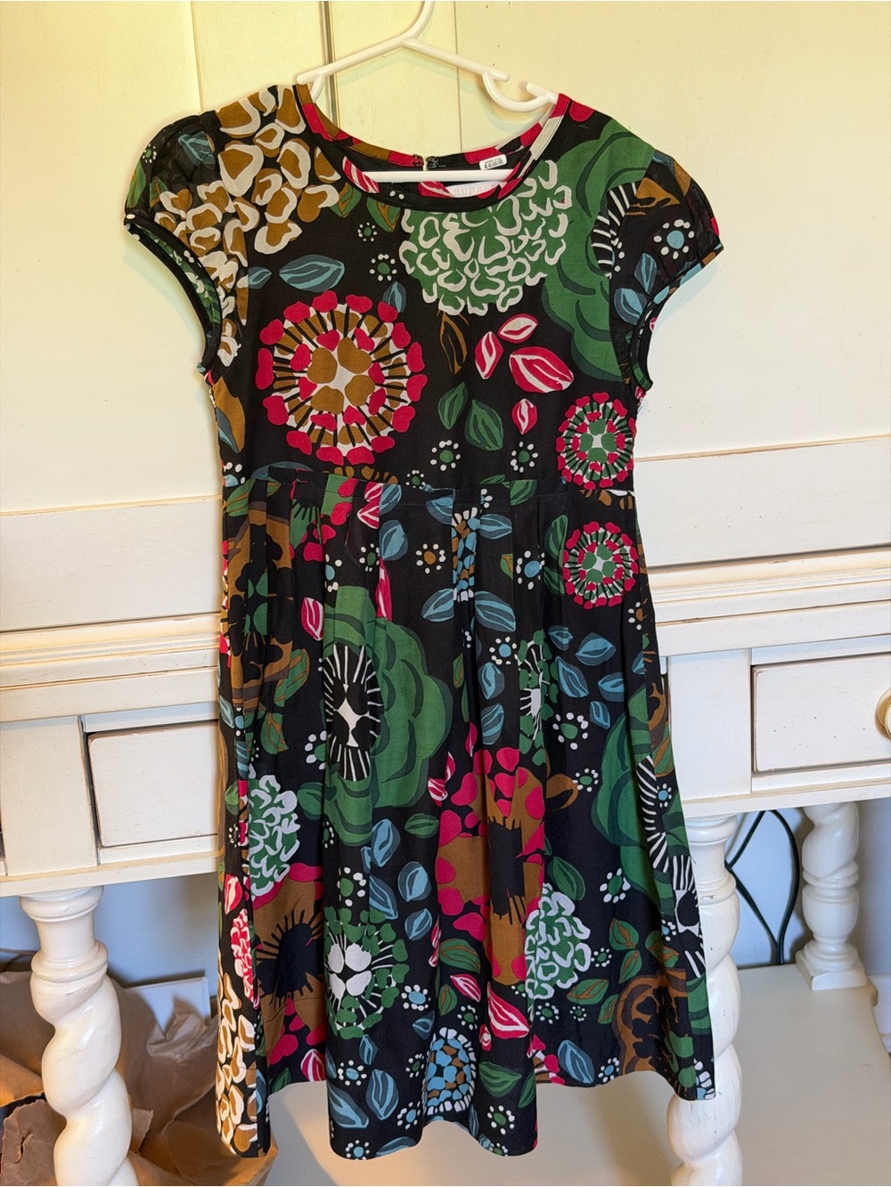 Burberry Black Floral-Print Short Sleeve Girls' Dress